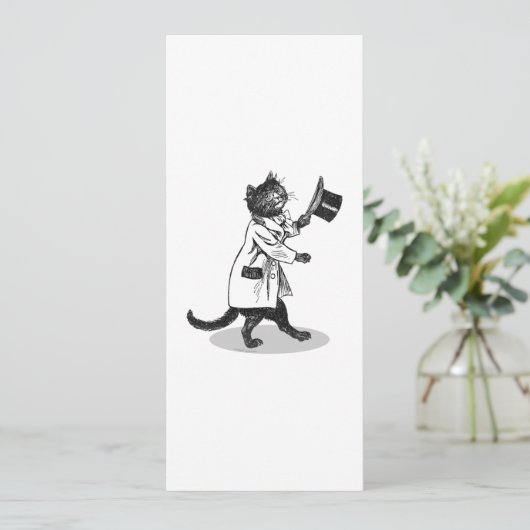 Retro Top Hat Cat Custom Party Einladung (Stehend Vorderseite)