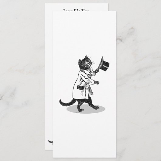 Retro Top Hat Cat Custom Party Einladung (Vorne/Hinten)