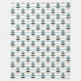 Retro Top Hat Mustache Stripmuster Fleecedecke