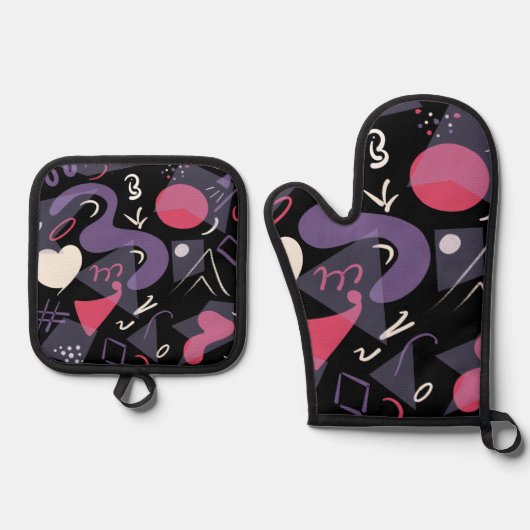 Retro Topfhalter und Ofen Mitt Set (Vorderseite)