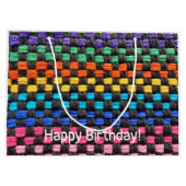 Retro-Topflappen-Karomuster  Große Geschenktüte (Rückseite)