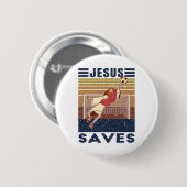 Retro Torwart Jesus rettet Fußballtor Button (Vorne & Hinten)