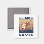 Retro Torwart Jesus rettet Fußballtor Magnet (Vorderseite/Rückseite)