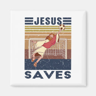 Retro Torwart Jesus rettet Fußballtor  Magnet