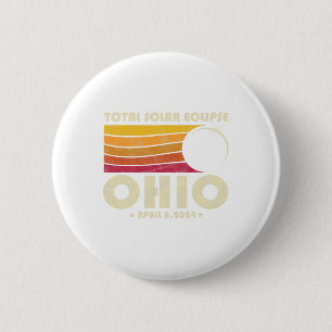 Retro Total Solar Eclipse 2024 Ohio Usa Totality Button