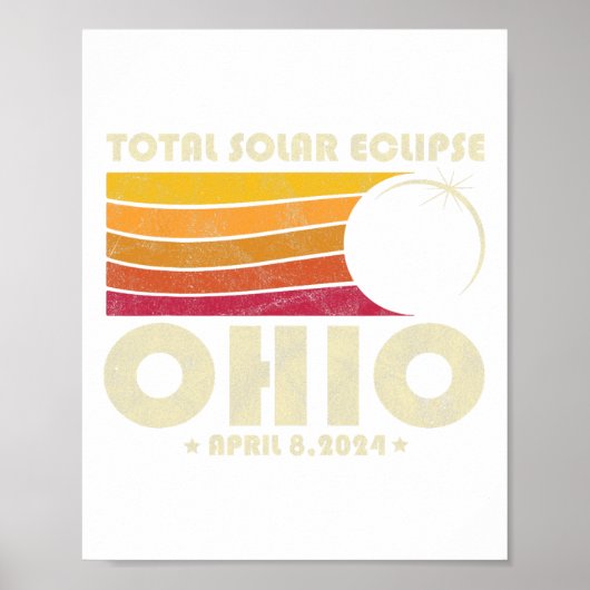 Retro Total Solar Eclipse 2024 Ohio Usa Totality Poster (Vorne)