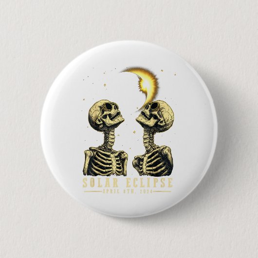 Retro Total Solar Eclipse 2024 Skeleten für Men Wo Button (Vorderseite)