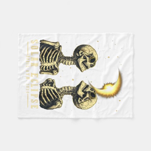 Retro Total Solar Eclipse 2024 Skeleten für Men Wo Fleecedecke (Vorderseite (Horizontal))