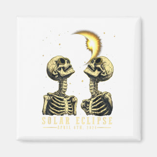 Retro Total Solar Eclipse 2024 Skeleten für Men Wo Magnet