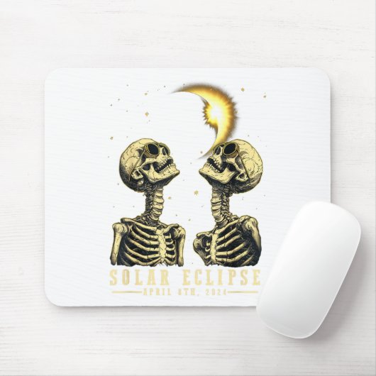 Retro Total Solar Eclipse 2024 Skeleten für Men Wo Mousepad (Mit Mouse)