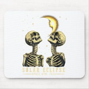Retro Total Solar Eclipse 2024 Skeleten für Men Wo Mousepad