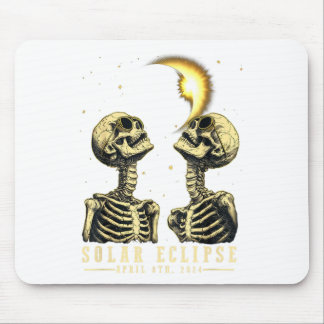 Retro Total Solar Eclipse 2024 Skeleten für Men Wo Mousepad