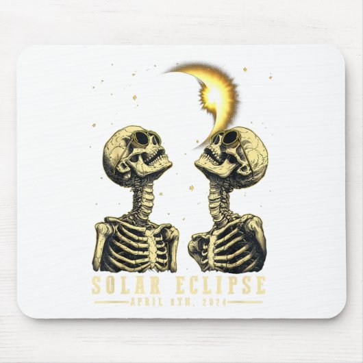 Retro Total Solar Eclipse 2024 Skeleten für Men Wo Mousepad (Vorne)