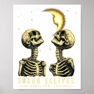 Retro Total Solar Eclipse 2024 Skeleten für Men Wo Poster
