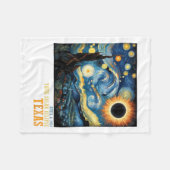 Retro Total Solar Eclipse 2024 Texas für Männer Fr Fleecedecke (Vorderseite (Horizontal))