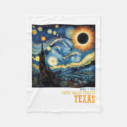 Retro Total Solar Eclipse 2024 Texas für Männer Fr Fleecedecke (Vorderseite)