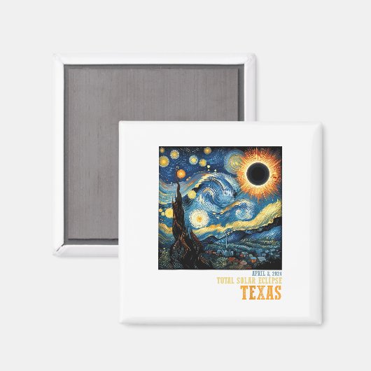 Retro Total Solar Eclipse 2024 Texas für Männer Fr Magnet (Vorderseite/Rückseite)