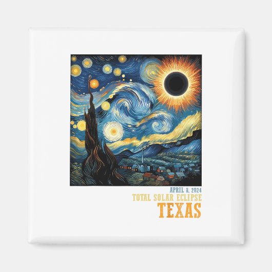 Retro Total Solar Eclipse 2024 Texas für Männer Fr Magnet (Vorne)