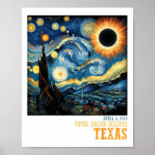 Retro Total Solar Eclipse 2024 Texas für Männer Fr Poster (Vorne)