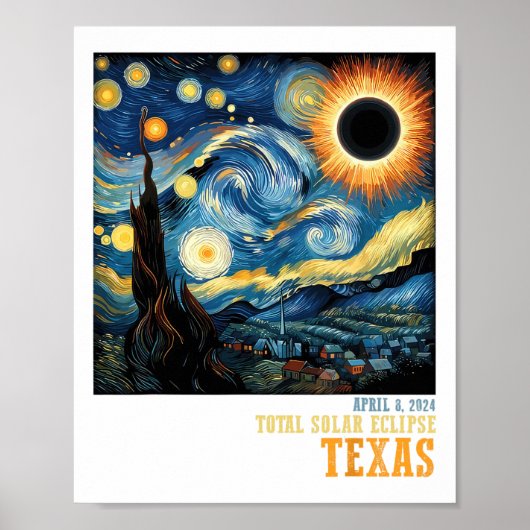 Retro Total Solar Eclipse 2024 Texas für Männer Fr Poster (Vorne)