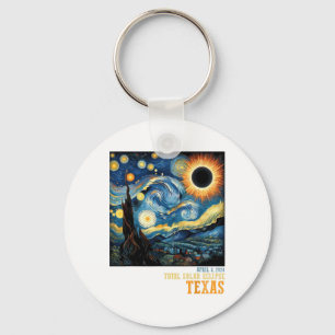 Retro Total Solar Eclipse 2024 Texas für Männer Fr Schlüsselanhänger