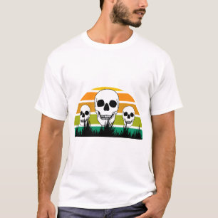 Retro-Totenkopf Schwarzes Gras Ophiopogon Gothic-G T-Shirt