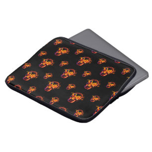 Retro Toter brennender Skelett-Schädel im Feuer Laptopschutzhülle