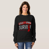 Retro Tougher als a Stroke Stroke Überlebende Jesu Sweatshirt (Vorne ganz)