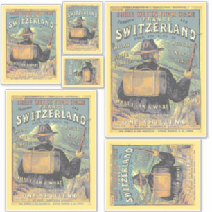 Retro Tourist Guide to Switzerland Illustration Aufkleber