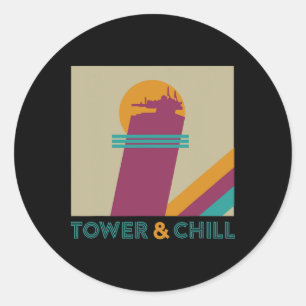 Retro Tower And Chill - Gamer Titan Jäger Warlock Runder Aufkleber