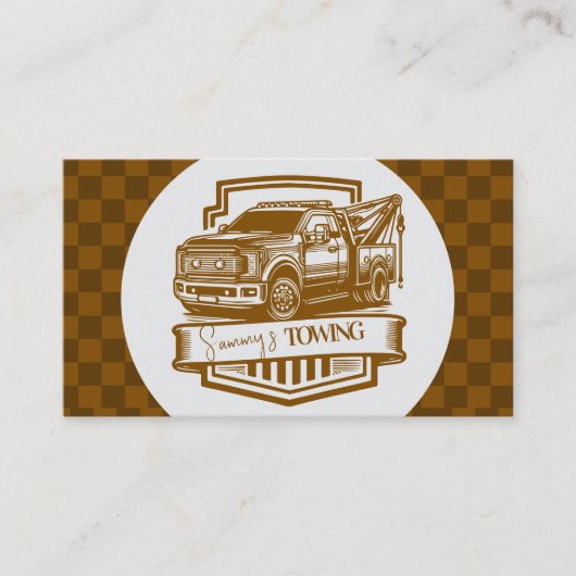 Retro Towing Services Logo QR Code Visitenkarte (Vorderseite)