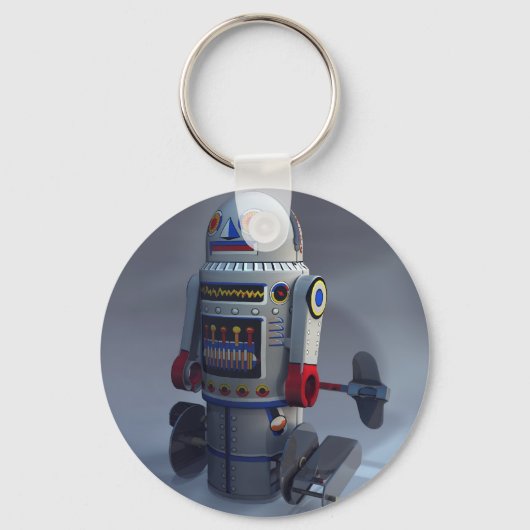 Retro Toy Robot Nr. 7 Schlüsselanhänger (Vorderseite)