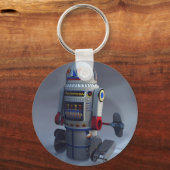Retro Toy Robot Nr. 7 Schlüsselanhänger (Vorderseite)