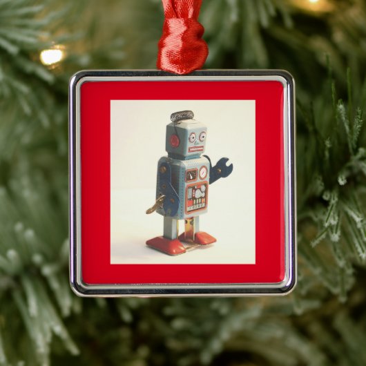 Retro Toy Robot Ornament Aus Metall (Baum)