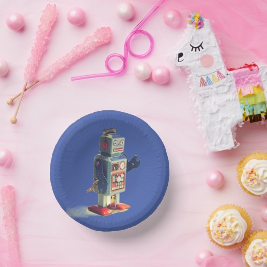 Retro Toy Robot Paper Plate Pappteller (Party)