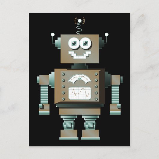 Retro Toy Robot Postcard (dk) Postkarte (Vorderseite)