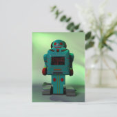 Retro Toy Robot Postcard Postkarte (Stehend Vorderseite)