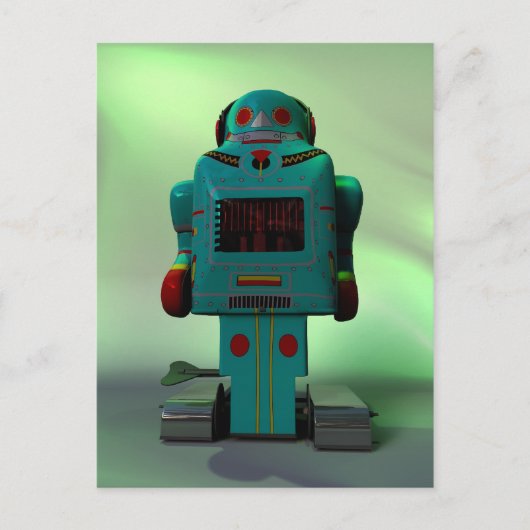 Retro Toy Robot Postcard Postkarte (Vorderseite)