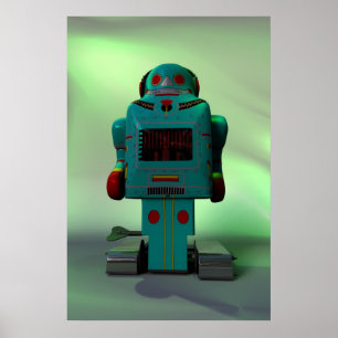 Retro Toy Robot Print Poster
