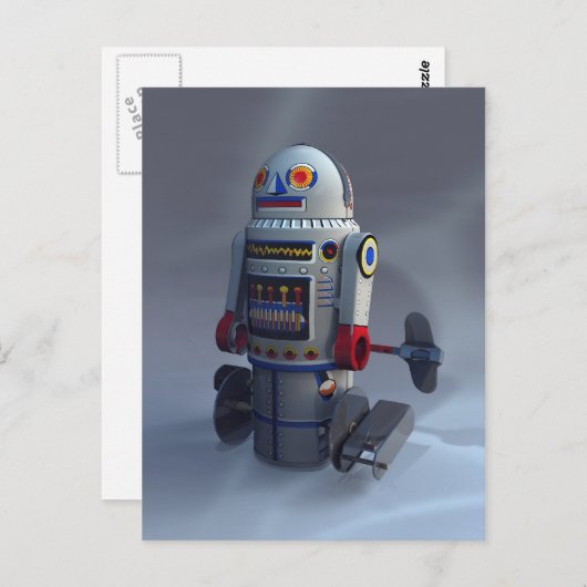 Retro Toy Roboter Nummer 7 Postkarte (Vorne/Hinten)