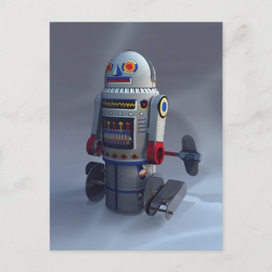 Retro Toy Roboter Nummer 7 Postkarte (Vorderseite)