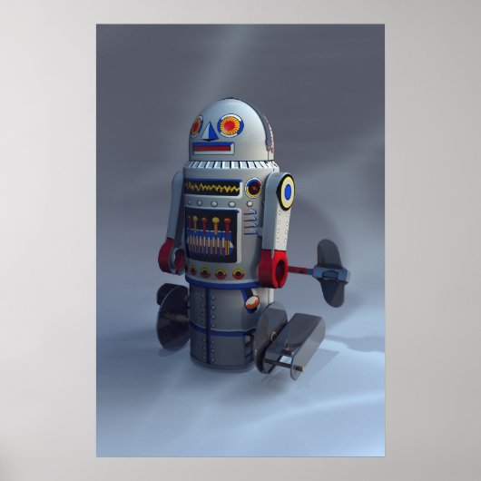 Retro Toy Roboter Nummer 7 Print Poster (Vorne)