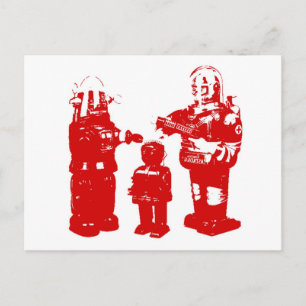 Retro Toy Roboter Postkarte