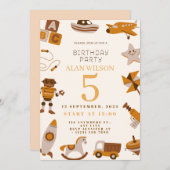 Retro Toys Boys Birthday Invitation Einladung (Vorne/Hinten)