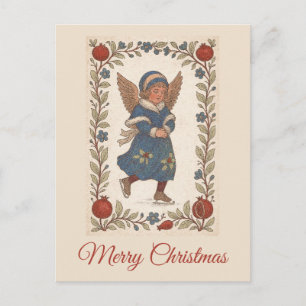 Retro traditionelle Weihnachts-Schlittschuh-Lauf-E Postkarte