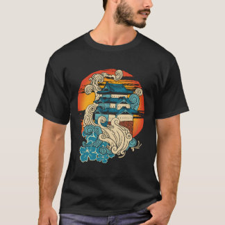 Retro Traditionelles japanisches Gebäude Stadtbild T-Shirt