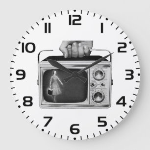 Retro tragbare TV der 1950er Jahre Mitte des Jahrh Große Wanduhr