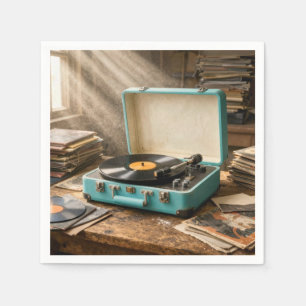 Retro tragbarer Plattenspieler Serviette
