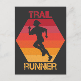 Retro Trail Runner Mountain Running Athlete Sport Postkarte