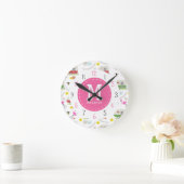 Retro Trailer & Flamingos Pattern Runde Wanduhr (Zuhause)